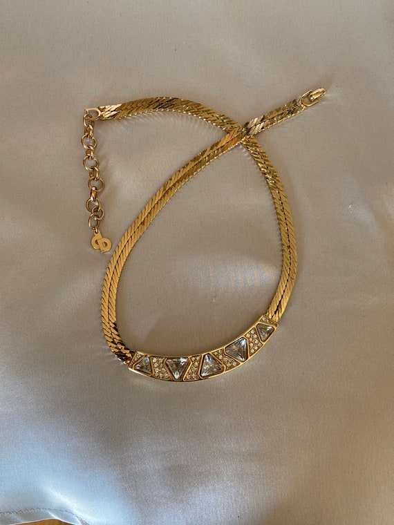 Vintage Christian Dior gold tone choker necklace … - image 7