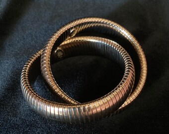 Kirks Folly double interlocked metal stretch bracelet ~ rose gold color ~ cobra coil