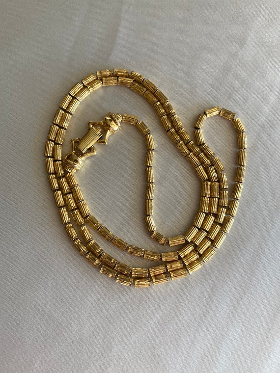 Vintage Goldette textured gold tone link necklace