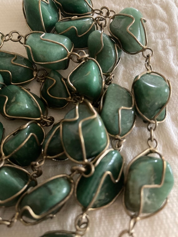 Vintage Aventurine wire wrapped natural stone neck