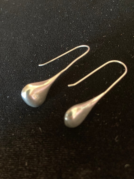 Sterling french wire puffy drops pierced earrings