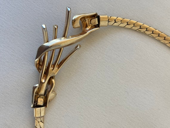 Trifari Meteor choker necklace ~ gold tone ~ bagu… - image 5