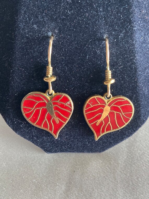 Vintage Laurel Burch red lily earrings