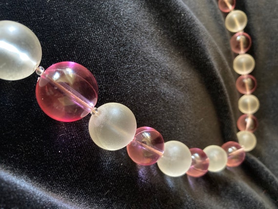 pink and frosted lucite bubble necklace-matching … - image 7