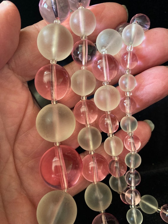 pink and frosted lucite bubble necklace-matching … - image 9