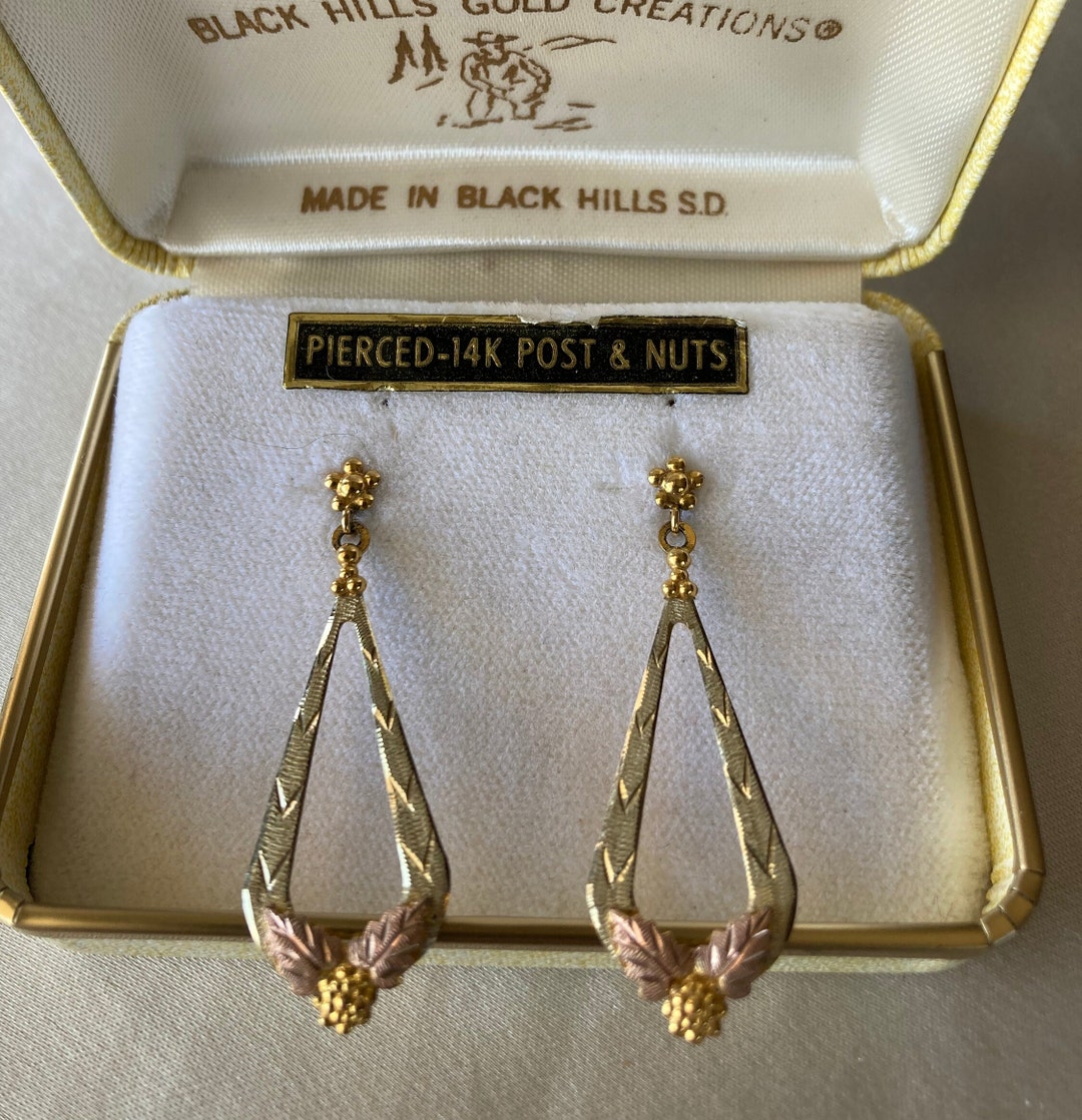 Vintage Landstrom's Black Hills Gold Dangle Earrings Etsy