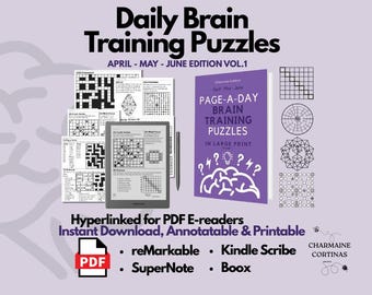 Dagelijks woordpuzzelboek april mei juni voor volwassenen Instant download pdf voor tablet Supernote Kindle Scribe iPad Remarkable Boox PC Vol1