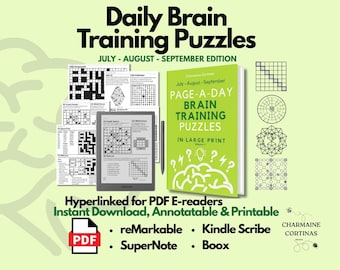 Dagelijks woordpuzzelboek juli aug sept voor volwassenen Instant download pdf voor tablet Supernote Kindle Scribe iPad Remarkable Boox PC Vol1