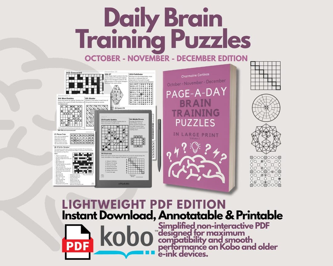 Page A Day Brain Training Puzzles PDF for Kobo Elipsa Sage Libra | NON ...