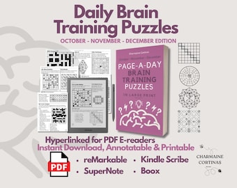 Dagelijks woordpuzzelboek okt nov dec voor volwassenen Instant download pdf voor tablet Supernote Kindle Scribe iPad Remarkable Boox PC Vol1
