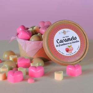 Raspberry Vanilla Caramel Wax Melts - Sweet Natural Soy Wax - Vegan Scented Candle for Essential Oil Burner - Home Fragrance