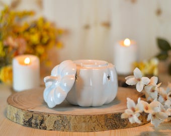 White Pumpkin Burner for Wax Melts and Essential Oils, Aroma and Home Decor, Candle Essential Oil, Aroma Gift
