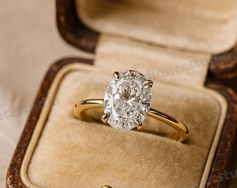 2ct Oval Cut Moissanite Engagement Ring, Oval Solitaire Moissanite Ring, 14k Solid Gold Ring, Anniversary Gift Ring, Bridal Ring, Daily Ring
