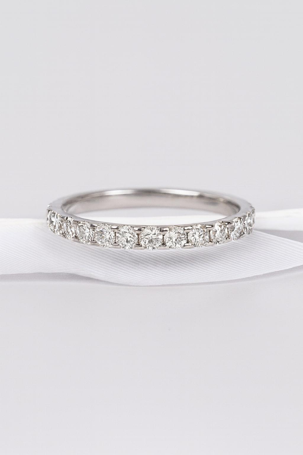 Round Cut Moissanite Eternity Band 14K White Gold Full Prong Setting ...