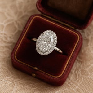3 Ct Oval Moissanite Engagement Ring, Hidden halo Bridal 14K Solid White Gold Ring, Silver Proposal Ring, Oval Solitaire Ring, Promise Ring