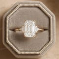 Emerald Cut Engagement Ring in 14k Solid Gold / 1.50 CT Moissanite Engagement Ring / Emerald Art Deco Moissanite Ring / Gold Promise Ring