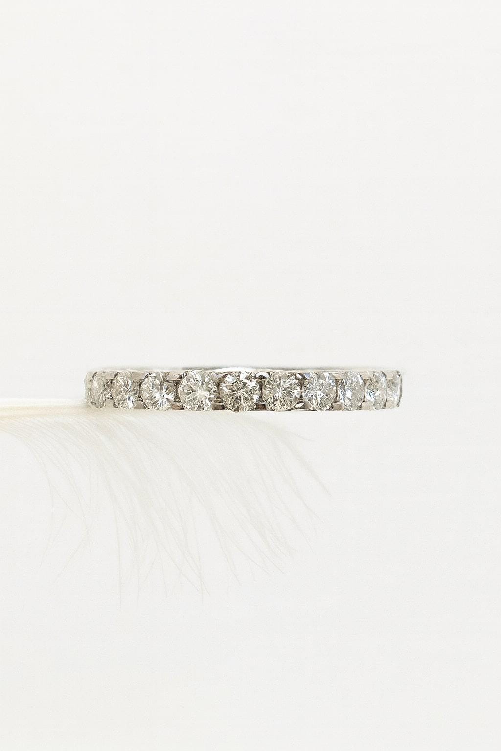Round Cut Moissanite Eternity Band 14K White Gold Full Prong Setting ...