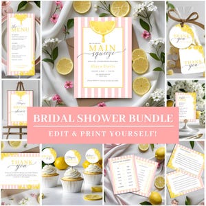 Main Squeeze Brautdusche Bundle, Pink Citrus Brautdusche Einladung, Printable Lemon Brautdusche Bundle EDITIERBAR & DRUCKBAR