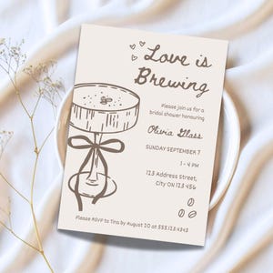 Love is Brewing Bridal Shower Invite, Espresso Martini Bridal Shower, Coffee Theme Party Invitation, DIY Editable Canva