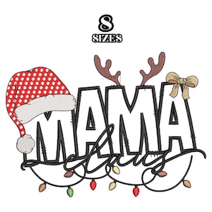 Christmas Mama Claus Applique Embroidery Design (Digital Download)