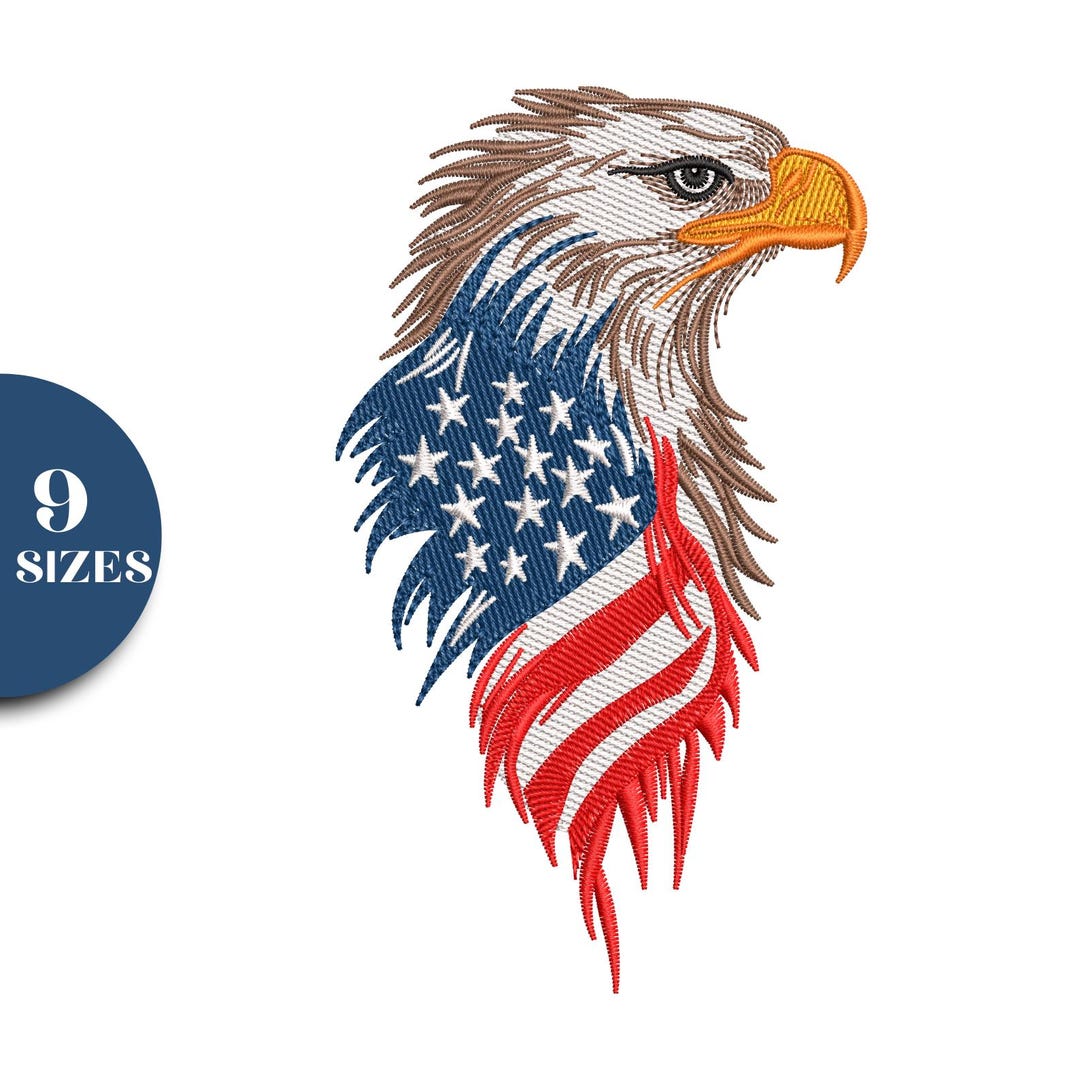 American Eagle USA Flag Embroidery Design, Patriotic Machine File (9 ...