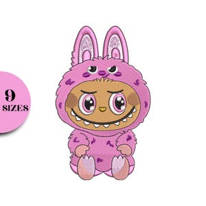 Labubu Embroidery Design, Cute Cartoon Character Embroidery, Labubu Monster Embroidery, Labubu Embroidery pattern, 9 Sizes, Instant Download