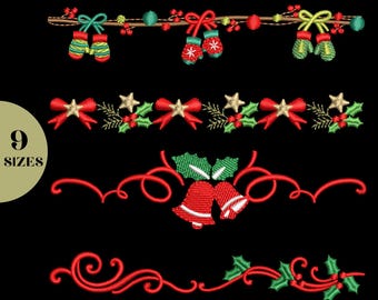 Floral Border Embroidery Designs: Christmas Machine Patterns (Instant Download)