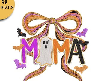Borduurontwerp Boo Mama-appliqué: griezelige Halloween-spook (digitale download, 9 maten)