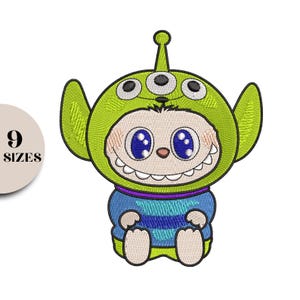 Labubu Monster Stickdatei Bundle, niedliche Cartoon Charakter Stickmotive, Labubu Stickerei, Halloween Labubu Stickmuster, 9 Größen