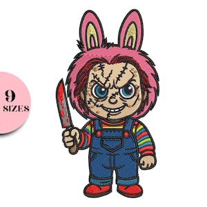 Labubu Embroidery Pattern, Cute Cartoon Character Embroidery, Labubu Monster Embroidery, Labubu Embroidery Design, 9 Sizes
