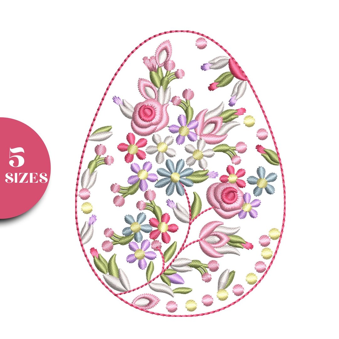 Floral Easter Egg Machine Embroidery Design – 5 Sizes (digital Download ...