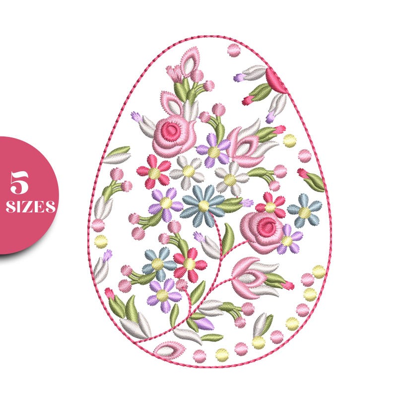 Floral Easter Egg Machine Embroidery Design – 5 Sizes (digital Download ...