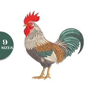 Rooster Embroidery Design, Farmhouse Chicken Embroidery Pattern, Rustic Barnyard Rooster Stitch File, Country Farm Machine Embroidery