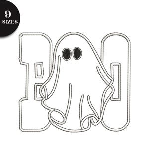 Boo Halloween Applique Embroidery Design: 9 Sizes (Instant Download