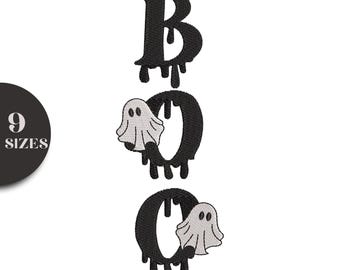 Halloween Boo Ghost Embroidery Design, Spooky Font (Digital Download)
