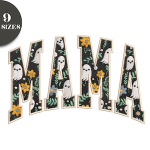 Spooky Mama Applique Embroidery Design: Boo Mama Ghost (Digital Download, 9 Sizes)