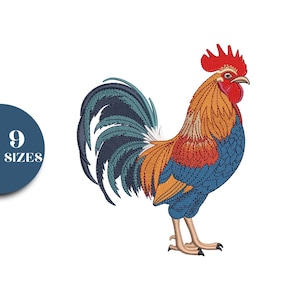 Colorful Rooster Embroidery Design | Farmhouse Chicken Pattern | Unique Bird Embroidery Art | Instant Download