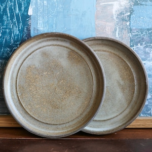 Set of 2 plates, flat plates, breakdast plate, dessert plate, sandwich plate, ceramic dish, pottery, wabisabi, japanese ceramics