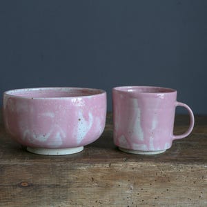 Breakfast set, bowl and mug, unique ceramics, breakfast bowl, cereal bowl, coffee mug, birthday present, dining set, cappuccino mug,tea mug
