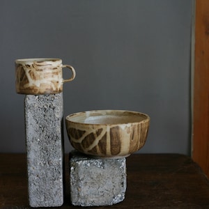 Breakfast set, bowl and cup, breakfast bowl, cereal bowl, stoneware, pottery, unique ceramics, soup bowl, porridge bowl, cup, ceramic mug