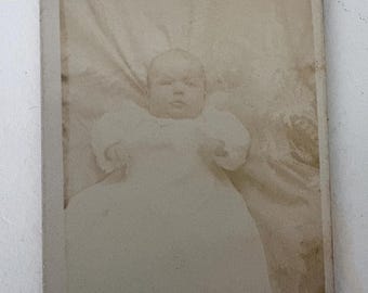 Antique 1896 Baby Photograph Little Wonder Seattle Studio Portrait Victorian Cabinet Photo Named