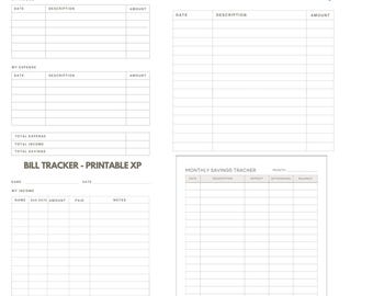 Monthly Budget Planner Printable | Expense & Savings Tracker | Bill Tracker PDF | Financial Organizer