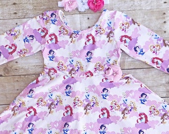 Princess dress, Disney princess dress, Girl Birthday dress,  little mermaid, snow white, Rapunzel, Belle. Princesses,