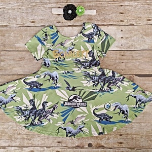 Dinosaur Twirl dress. Inspired Jurassic World dress, Jurassic Park twirl dress. Personalization optional
