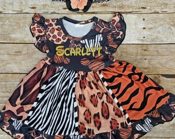 Inspired Disney dress, Animal Kingdom dress Animal print Disney girl dress Mouse dress Flutter sleeves Disney dress