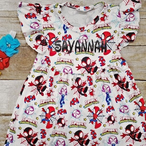 Restocked! Spidey dress, Superheroes girl dress Ghost Spider dress Spidey and his amazing friends dress Spiderman dress Flutter sleeves