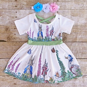 Girl Easter dress, Easter bunny  dress, Girl Easter twirl dress,  Toddler Easter dress, Twirl bunny dress. Vintage Easter dress