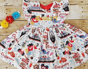 Restocked Cruise ship twirl dress Disney cruise dress Girl Mickey cruise dress cruise dress Girl cruise dress Castaway dress Personalization