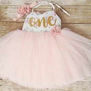 First birthday outfit, tutu, Floral 1st birthday, Girl  One dress, tutu dress, tulle birthday party dress, headband