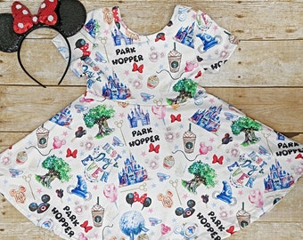 Disney Park Twirl dress. Park hopper twirl dress, Girl Disney dress. Best day ever twirl dress.